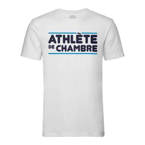 T-SHIRT T-shirt Homme Col Rond Blanc Athlète de Chambre Sport Humour