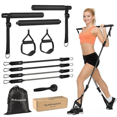 Bande élastique Musculation 8 Niveaux - Nylon Latex, Longueur Réglable, Numérotée - Yoga, Fitness, Pilates - Rose