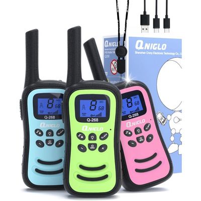 Uleway Talkie-Walkie Rechargeable Longue Portée – 16 Canaux, Écran LCD, Fonction VOX, Lampe Torche, Cadeau Enfant 3-12 Ans (Bleu Et Rose)
