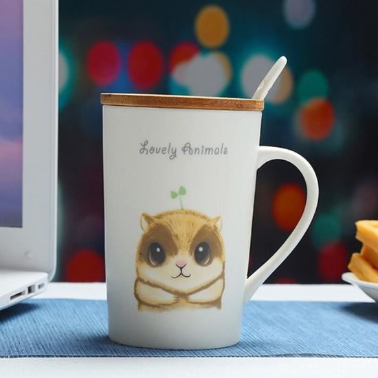 Tasses,Tasse à café motif écureuil-ours-lapin-chat,Style japonais,1 pièce, 350mL,avec cuillère et - Type Cute Squirrels Mug - Cdiscount Puériculture &  Eveil bébé