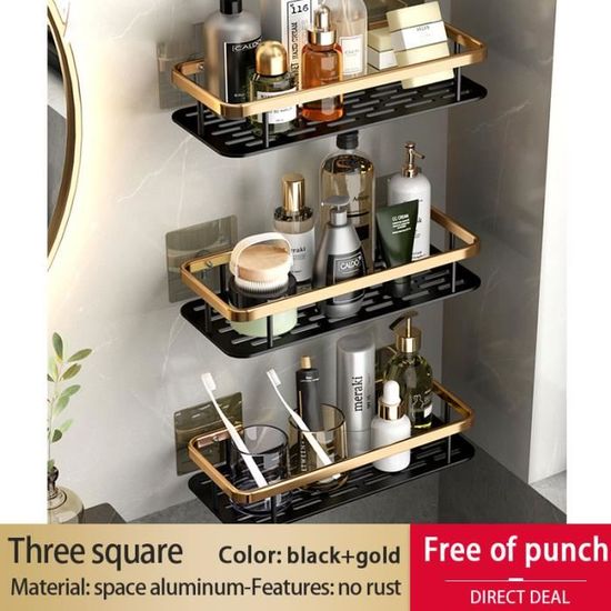 Sollbry Étagère Murale De Salle De Bain En Aluminium, Verre Trempé