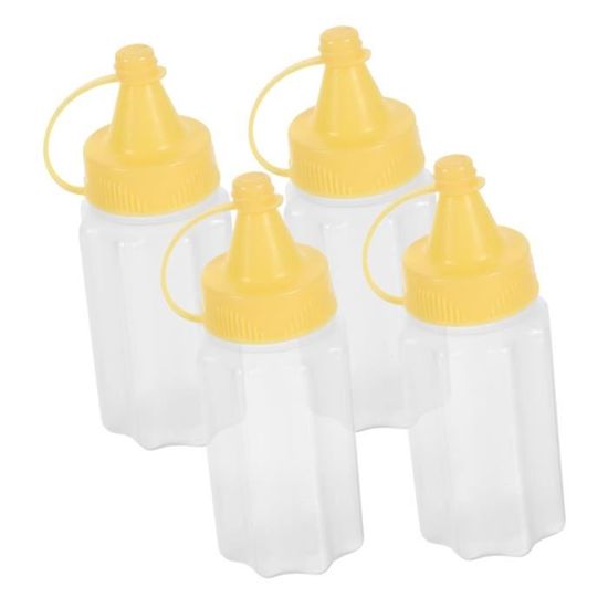 4 Mini Bouteilles Souples à Presser Pour Sauces - 30 Ml Chacune, En PP, Jaune, Idéales Pour Pique-nique, Lunch Box