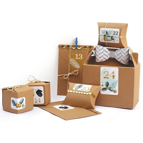 Calendrier De L'Avent DIY 2025 - 24 Boîtes Cadeaux à Remplir, Décoration De Noël Compte à Rebours (jaune)