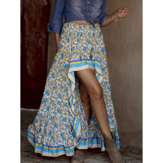 Short Zara Femme Taille Haute – Bleu Blanc Floral – Plissé, Zippé – Taille S