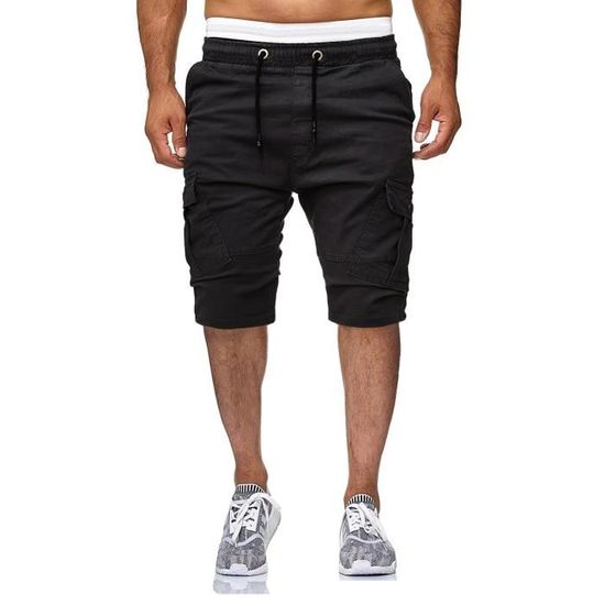 Short Cargo Homme OlyljpinZ - Coton, Taille Élastique, 6 Poches - Bermuda Décontracté