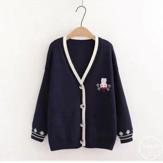 Pull Sweat Vintage Femme - Imprimé Lapin GEM LOOK - Taille L - Coton Mélangé - Occasion Très Bon état
