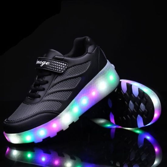 Chaussures à LED Rechargeables USB - Lumière Clignotante Couleur Changeante, Semelle Double Roulettes - 8