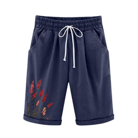 Mesing Short Sport Femme Taille Haute - Pantalon Running Court Respirant Avec Slip Intérieur Et Poche Zippée, Bleu L