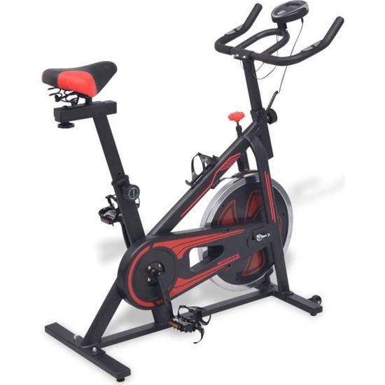 Vélo d'appartement avec capteurs de pouls Noir et rouge Vélo elliptique