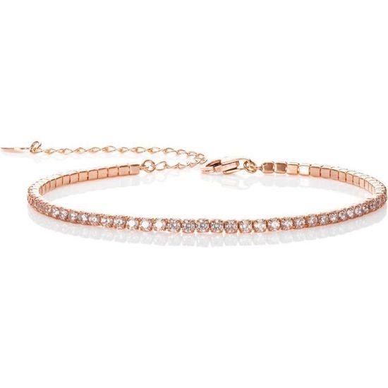Bracelet Jonc Réglable Pour Femme - Or Rose - 2 Mm - Avec Pochette Cadeau - ZAVANA