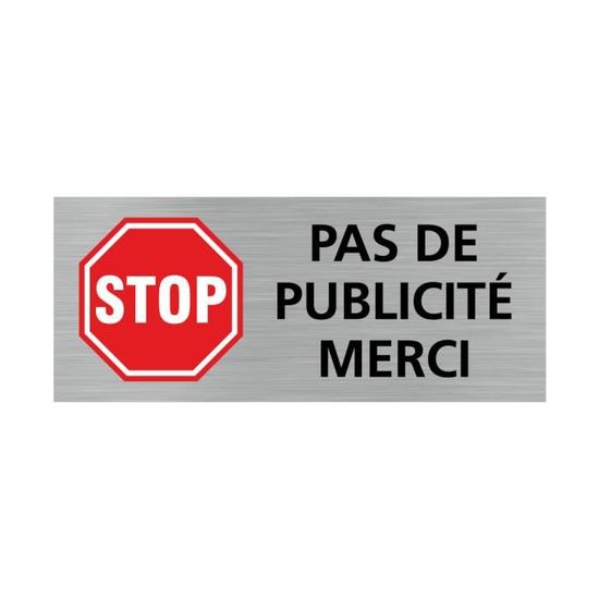 Plaque pour boîtes aux lettres - STOP pas de publicité merci (WUV0005)