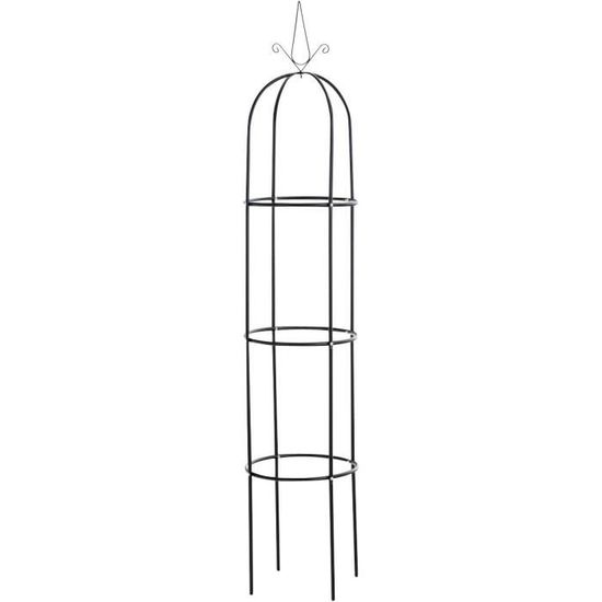 Obélisque De Jardin "Alma" En Métal - 190cm, Support Pour Plantes Grimpantes, Noir, Résistant Aux Intempéries