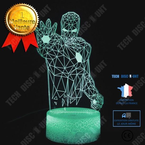 Réveil veilleuse Iron Man Marvel BulbBotz 2021432 avec son caractéristique pour enfant