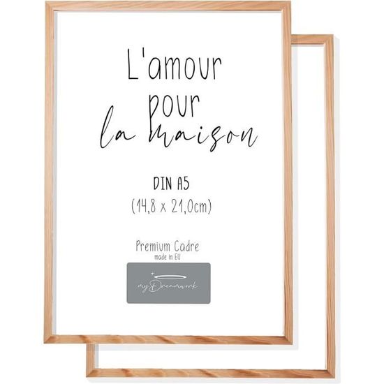 Emfogoo Lot De 2 Cadres Photo Bois Rétro Marron 8.5x11 - Avec Support Et Fixation Murale