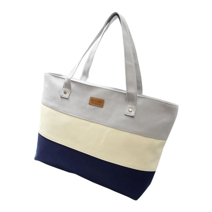 Sac Bandoulière Toile HFLZBRO Femme - Grand Format 39x35cm - Color-Block