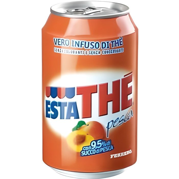 Boisson rafraichissante Estathé à la pêche - canette de 33 cl - Thé glacé, sans colorants, sans conservateurs et sans gluten Ferrero