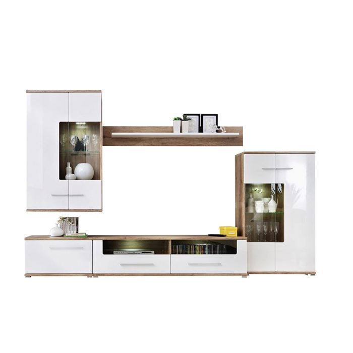 Sohalia grand ensemble laqué 3.1m salon TV LEDS scandinave