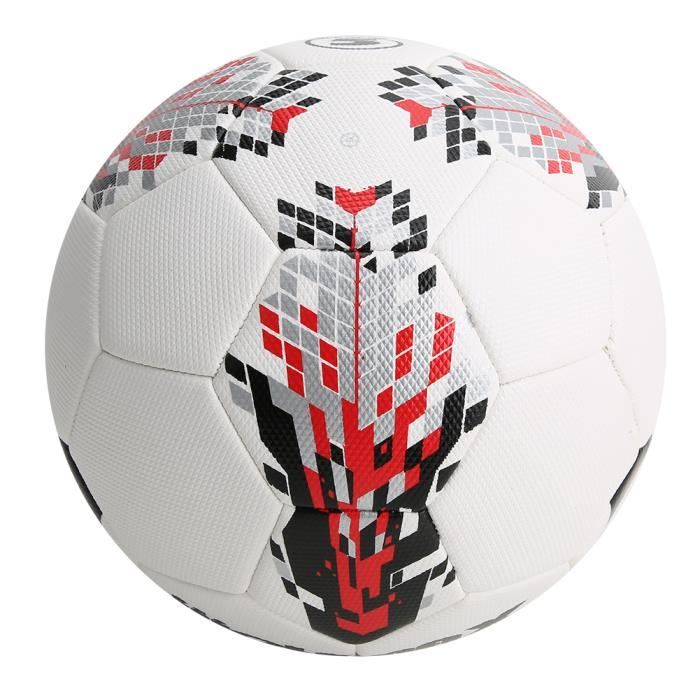 Ballon de Football Taille 5 en PU d'Adulte Équipement de Sport d'Entraînement(Blanc Rouge )-XIU