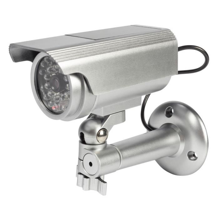 CAMERA SURVEILLANCE SECURITE FACTICE FAUSSE PANNEAU SOLAIRE ETANCHE LED ROUGE