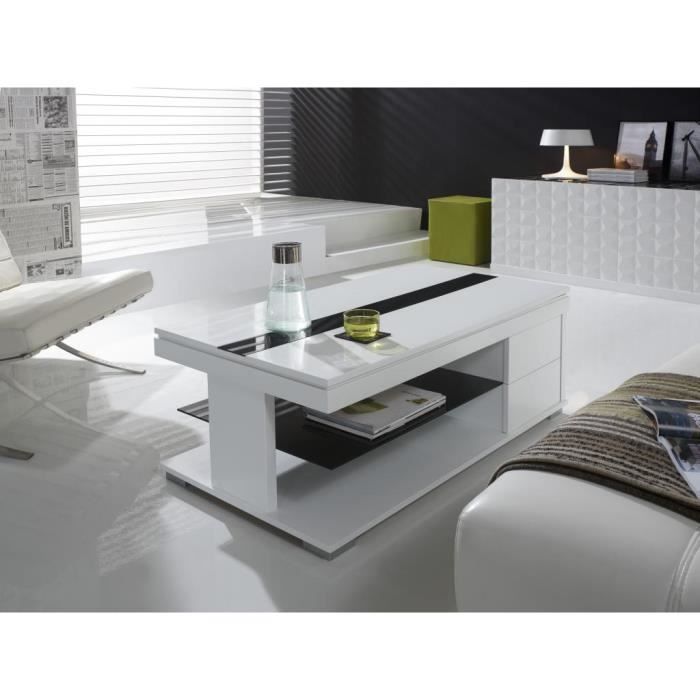 Table basse relevable blanc laqué design ELSYE Blanc