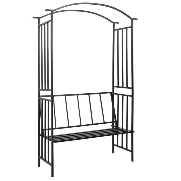 JAR-9491Super Magnifique Voûte de jardin pour Plantes Grimpantes et Rosiers Décor - Arceau de jardin Pergola à appentis - avec banc