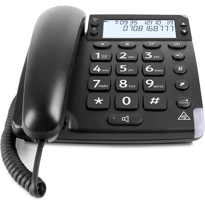 Doro Magna 4000 Téléphone Fixe pour Seniors avec Touches Espacées, Grand Ecran et Son Amplifié