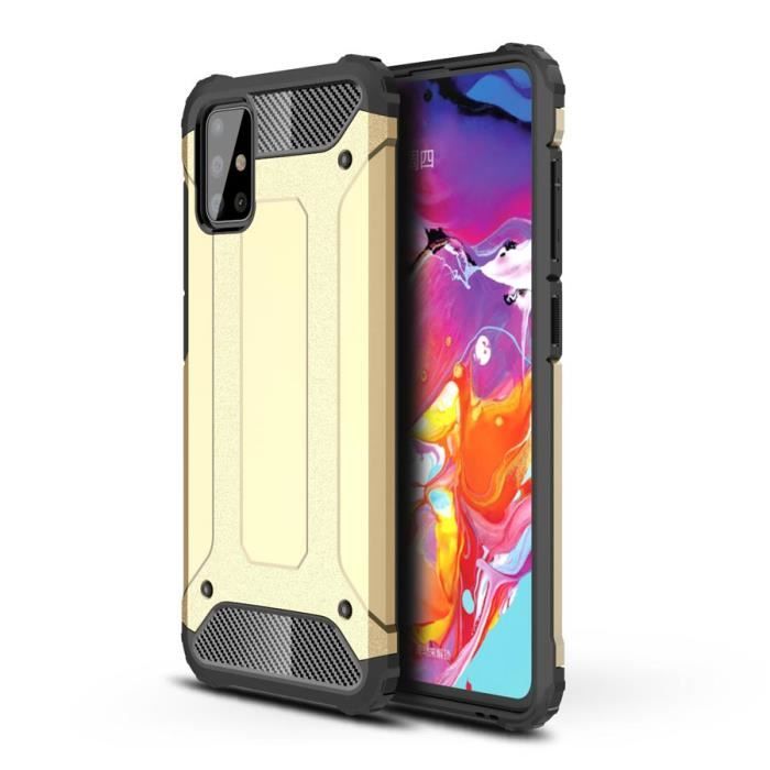 Coque Samsung Galaxy A71, Or Antichoc Armure Silicone 3D à Carreau Ultra-fin Durable Double Couche Renforcée