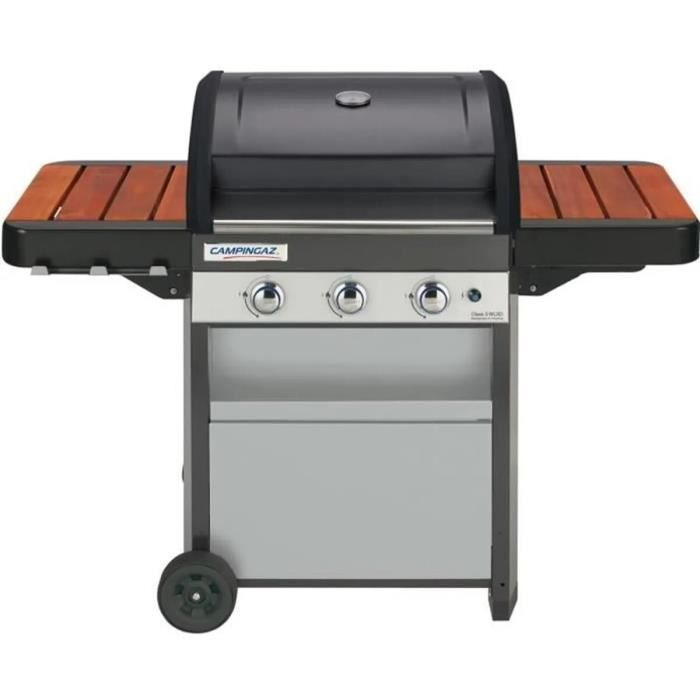 Barbecue à gaz CAMPINGAZ Class 3 WLXD - Grille fonte émaille + plancha acier émaillée - 3 brûleurs - Surface de cuisson : 61 x 45 cm