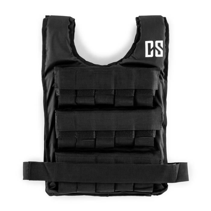 CAPITAL SPORTS Veste lestée de 25kg de poids pour entraînement fitness & endurance - Taille unique - Sangle ajustable - Nylon noir