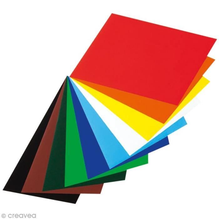 Papiers brillants gommés 28,5 x 29,7 cm - 10 feuilles colorées Assortiment de papiers gommés brillants pour décoration, - Quantité