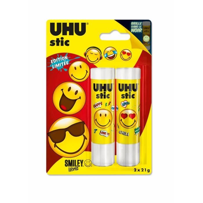 UHU LOT DE 2 STIC BLANC 21G SMILEY