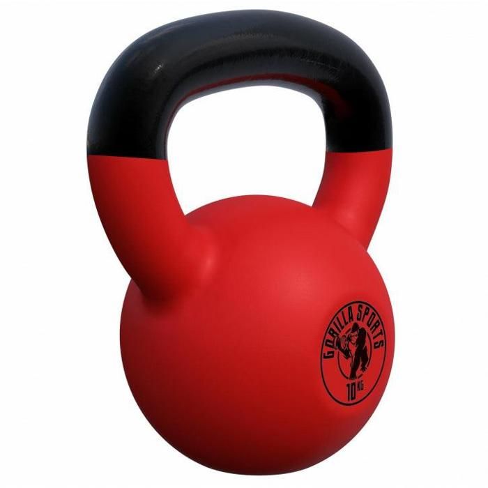 Gorilla Sports - poids Kettlebell fonte néoprène 2Kg à 32kg - 10 KG Noir