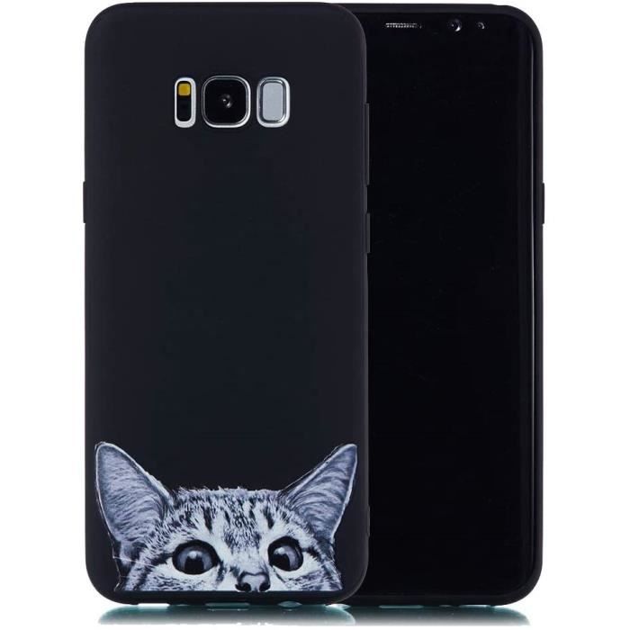 Coque pour Samsung Galaxy S8 Silicone Finition Mat Noir Étui Graffiti Blanc Ultra Mince Fine Souple Antichoc Caoutchouc MatteH5872