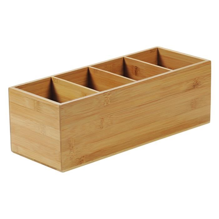 Plateau à ustensiles, boîte de rangement avec un but universel, organisateur, récipient en bambou