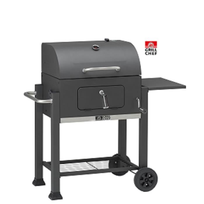 Barbecue charbon 42 Pegane Barbecue charbon 2 foyers en acier coloris noir