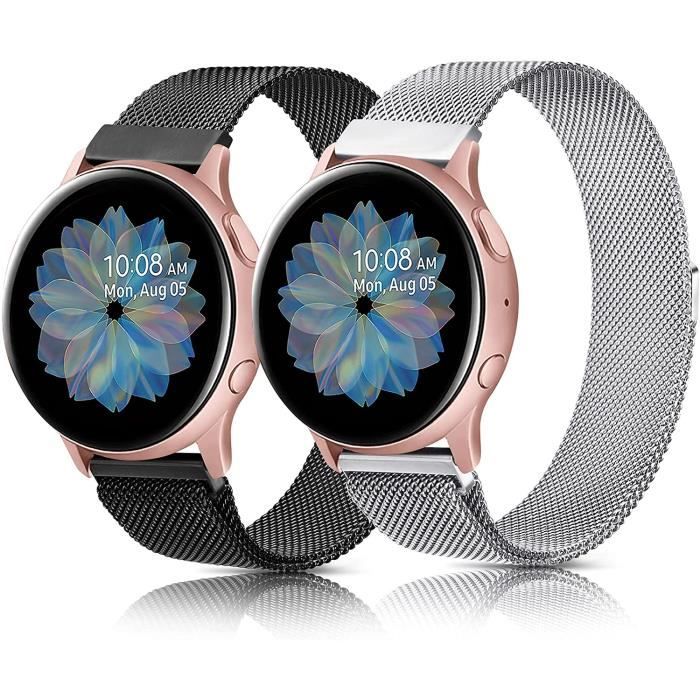 2pcs Bracelet Compatible avec Samsung Galaxy Watch 4 40mm 44mm/Watch 4 Classic 42mm 46mm, Acier Inoxydable Maille Métal Bracelet