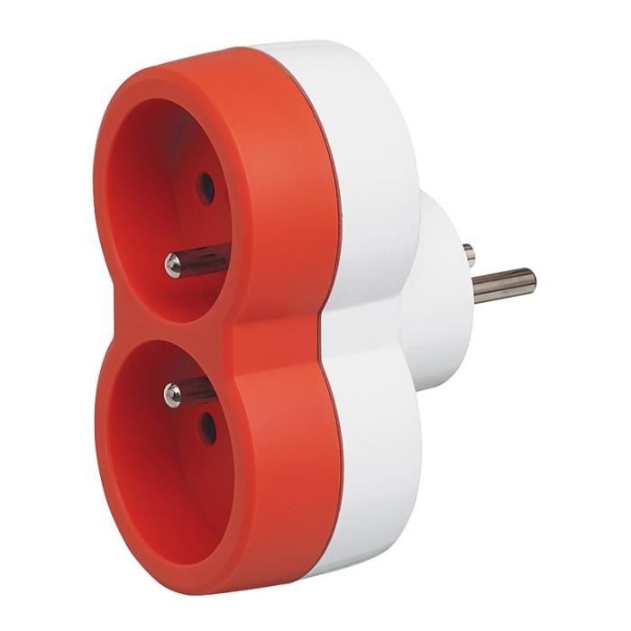 LEGRAND Fiche multiprise 16 A 2x2 P+T 2 sorties frontales orange