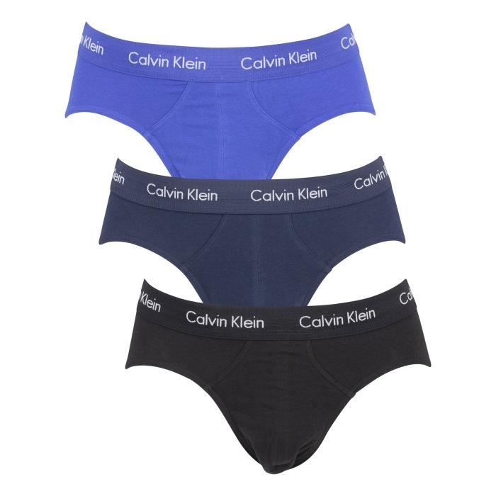 Calvin Klein Homme Pack de 3 Slip Hip, Bleu