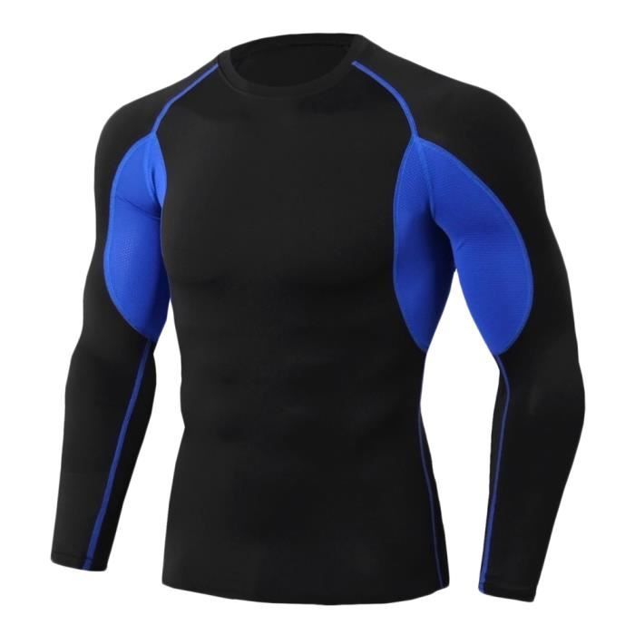 Tee Shirt De Sport Pour Homme Manches Longues Haut De Compression Base Layer Séchage Rapide TC81 XL