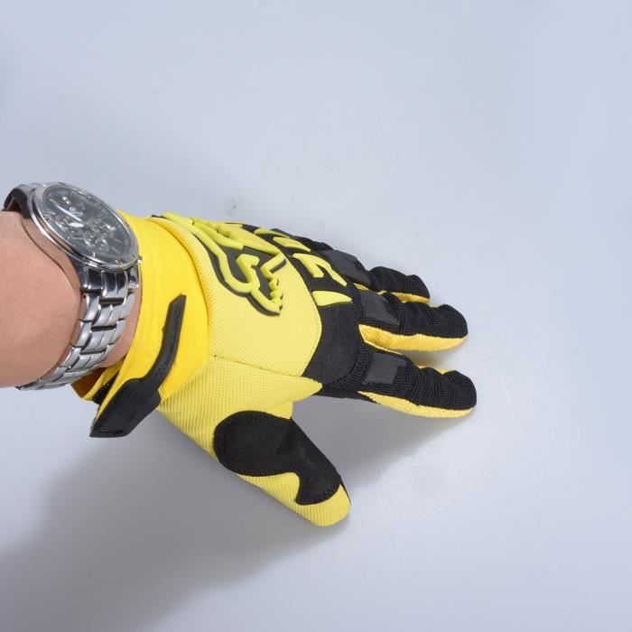 Respirant Résistance à l'usure Doigts Complets Course Gants de moto Vélo Vélo VTT Gants jaune M