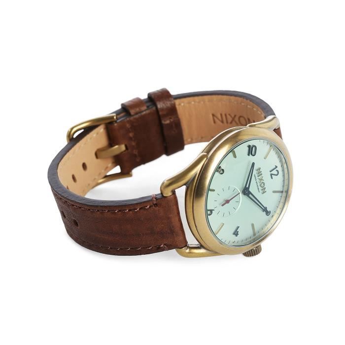 NIXON - Montre C39 Leather Cuivré Verte et Marron pour homme
