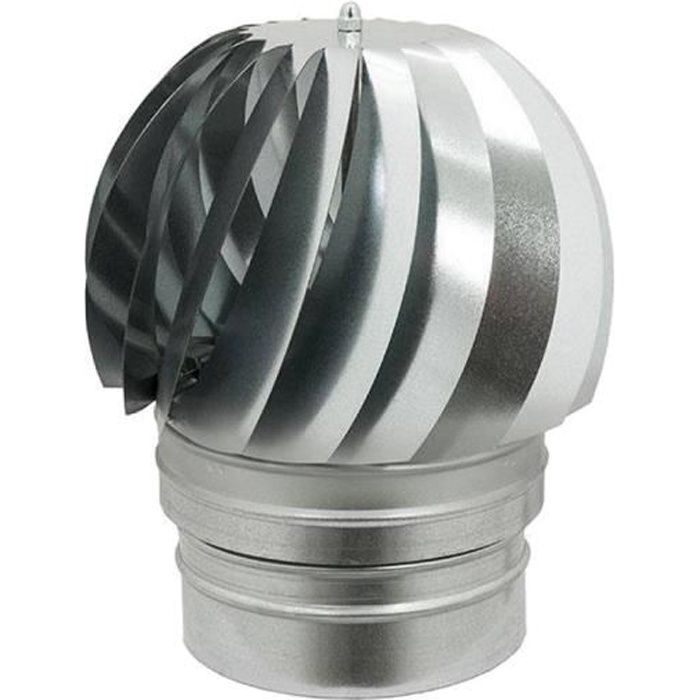 Aspire-fumées rotatif pied rond en tôle galvanisée 12 cm conduit de cheminée