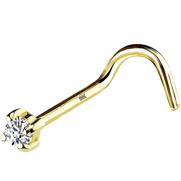 OUFER 20G Piercing Nez 9K Or Carats avec CZ Brillant Clou de Nez Piercing Nasal Anneau de Nez Bijoux de Corps pour Femme Homme