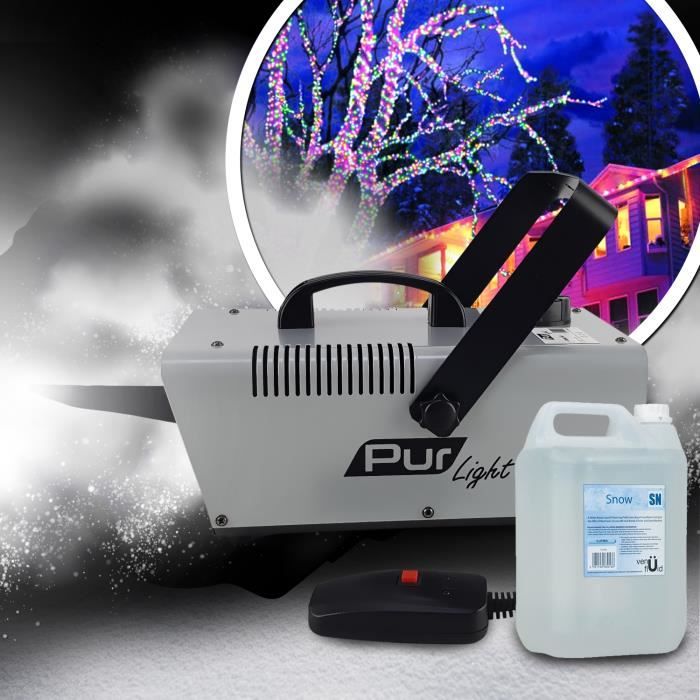 Machine à neige PurLight SNOW-F8, Flocons de neige, 500W, capacité 1L, 60m3/min, télécommande, Snow Party, 5L de liquide inclus