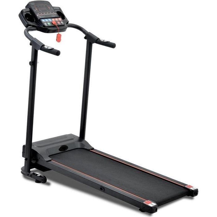 Vanker Tapis de Course Pliable Tapis Roulant Avec Haut-Parleur LED 12 km - h 12 Programmes d'Entraînement Noir Livré en 7-12 Jours