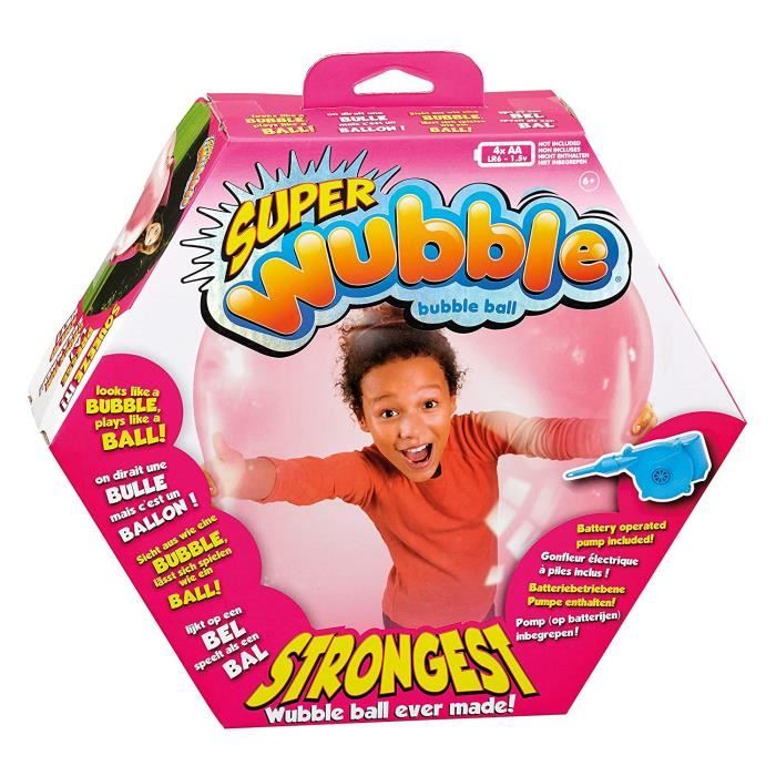Ballon à bulles Super Wubble avec pompe - Rose