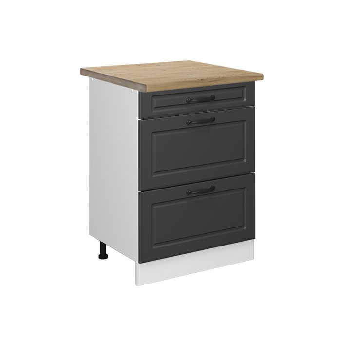 Meuble cuisine R-Line 60cm avec tiroirs PT Chêne Anthracite campagne/Blanc Vicco 46754