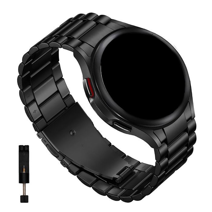 Bracelet Métallique Noir en acier inoxydable Compatible avec Samsung Galaxy Watch6 Classic 43mm 47mm - Visiodirect -