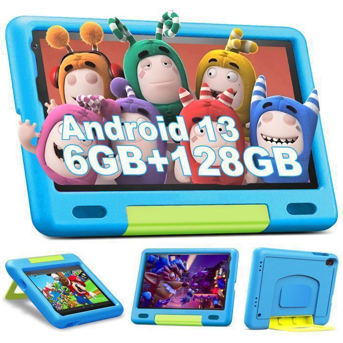 Tablette Enfants – Android – 8 Pouces – 6 Go RAM – 128 Go ROM – Contrôle Parental – Bleu