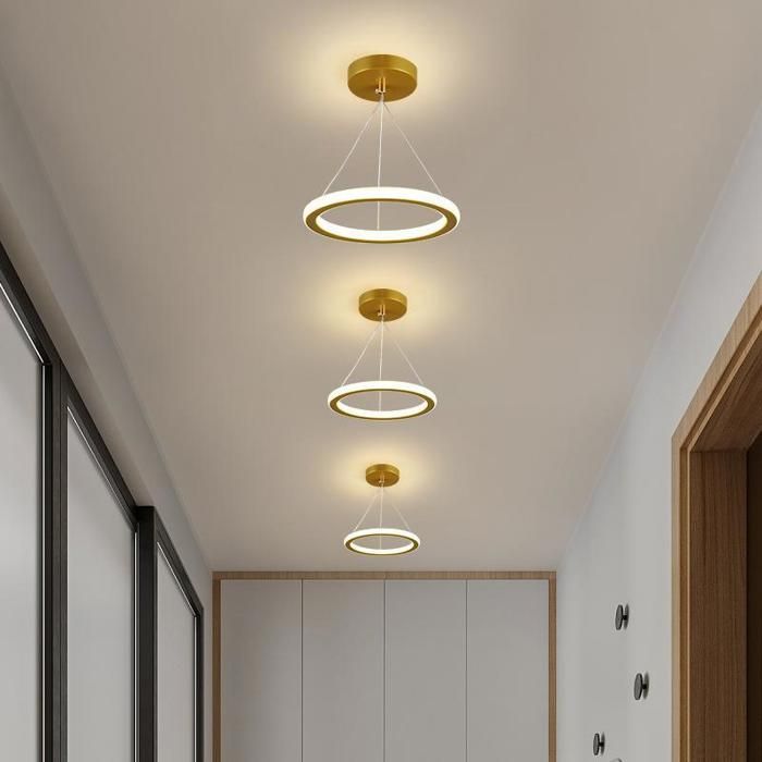 WOTTES LED Plafonnier Moderne Rond - Lampe de plafond Lustre en Acrylique Doré pour Salon Couloir - Multicolore - 3pcs Ø20*20CM